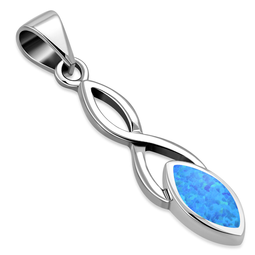 Pendentif en argent avec noeud celtique en opale bleue synthétique