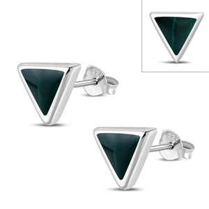 Malachite Triangle Silver Stud Earrings