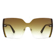 Xanadune -  Square Oversize Half Frame Tinted Retro Fashion Women Sunglasses