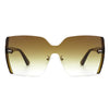 Xanadune -  Square Oversize Half Frame Tinted Retro Fashion Women Sunglasses