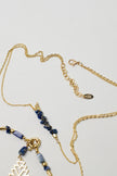 Collier long 2 en 1 en or avec perles bleues