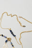 Collier long 2 en 1 en or avec perles bleues