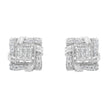 .925 Sterling Silver 1/2 Cttw Round-Cut Diamond Stud Earrings