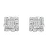 .925 Sterling Silver 1/2 Cttw Round-Cut Diamond Stud Earrings