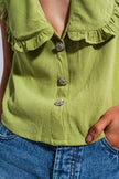 Crop Top With Bib Collar in Green