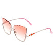 Starfire - Half Frame Square Irregular Tinted Fashion Cat Eye Sunglasses