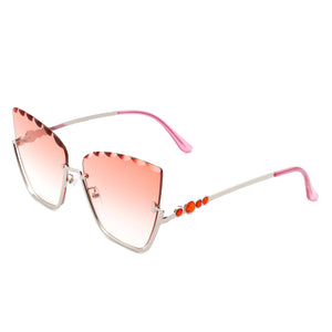 Starfire - Half Frame Square Irregular Tinted Fashion Cat Eye Sunglasses