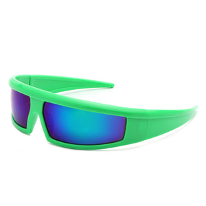 Starwise - Rectangle Y2K Futuristic Sports Flat Top Wrap Around Sunglasses