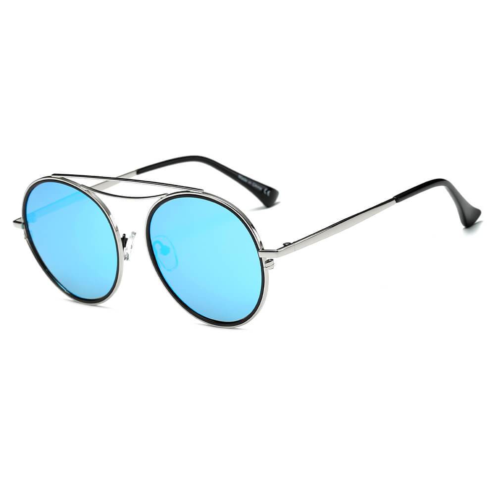 FAIRFAX | Polarized Circle Round Brow-Bar Fashion Sunglasses