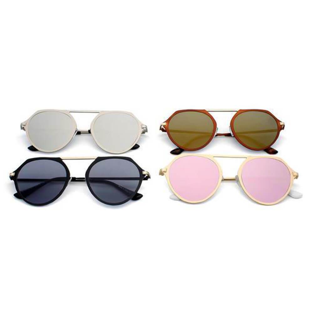 DRESDEN | Modern Flat Top Slender Round Sunglasses