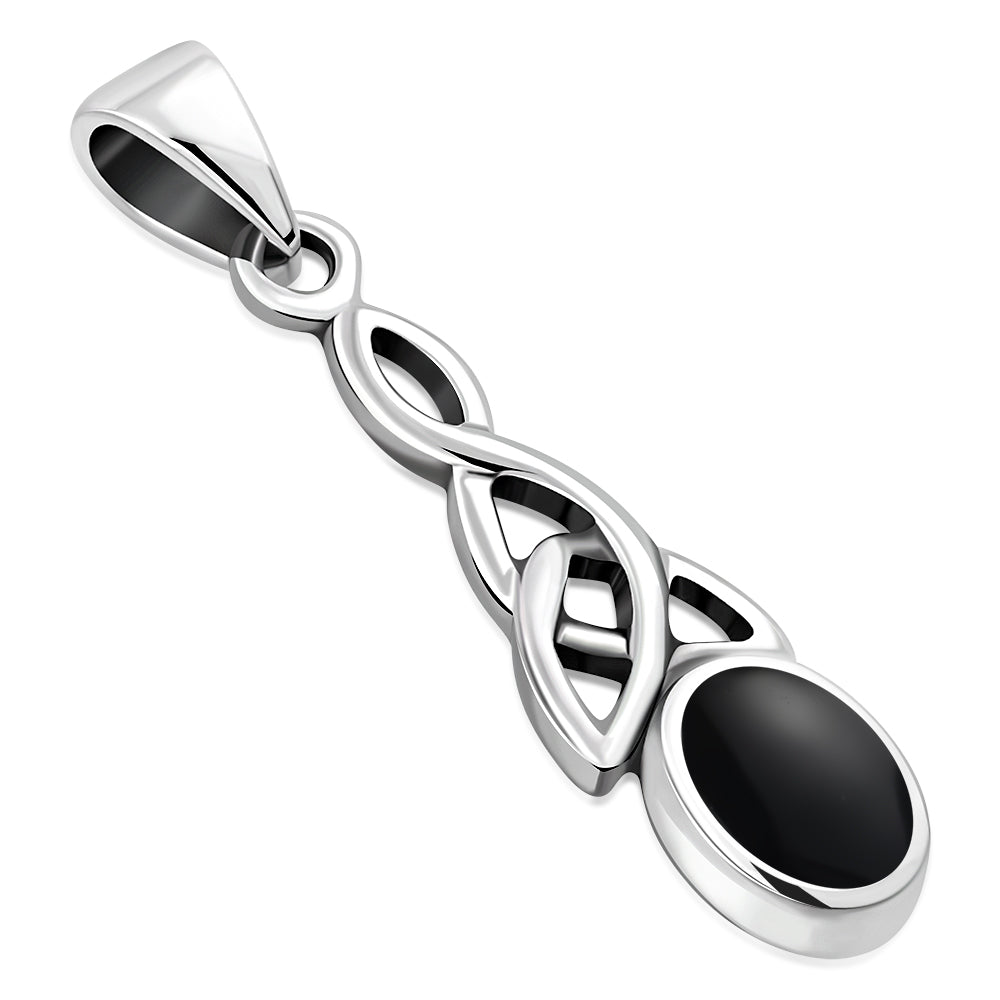 Pendentif en argent de la trinité celtique en onyx noir