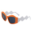 Shimmerz - Square Oversize Irregular Wavy Temple Design Fashion Sunglasses