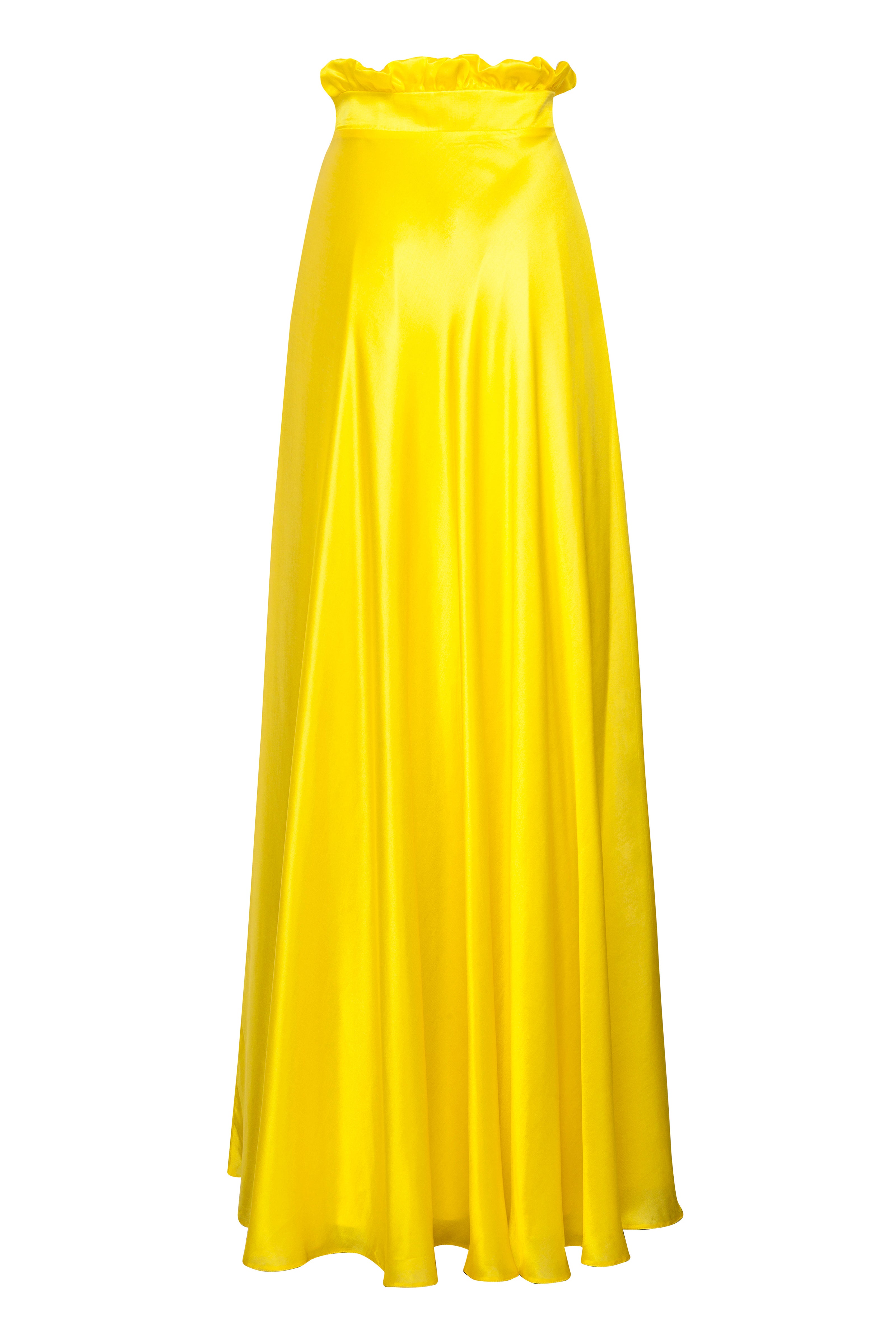 Jupe longue taille haute jaune modal en soie