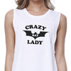 Crazy Bat Lady Womens White Crop Top