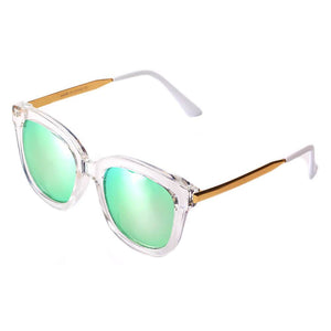 DEKALB | Women's Oversize Mirrored Lens Horned Rim Sunglasses