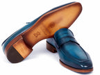 Paul Parkman Penny Loafer pour hommes en cuir de veau bleu et turquoise (ID#10TQ84)