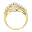 Bague ronde et baguette taille diamant en or jaune 10 carats