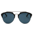 COROLLA | Half Frame Mirrored Lens Horned Rim Sunglasses Circle