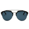 COROLLA | Half Frame Mirrored Lens Horned Rim Sunglasses Circle