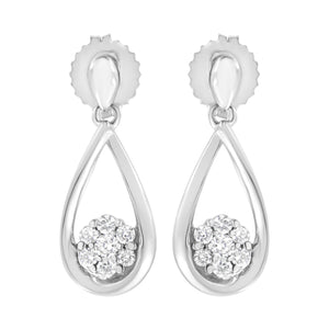 Boucle d'oreille pendante en argent sterling .925 avec diamants cultivés en laboratoire 1/3 carat