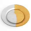 GILT CONTOUR Set/4 Gold/Silver Dinner Plates