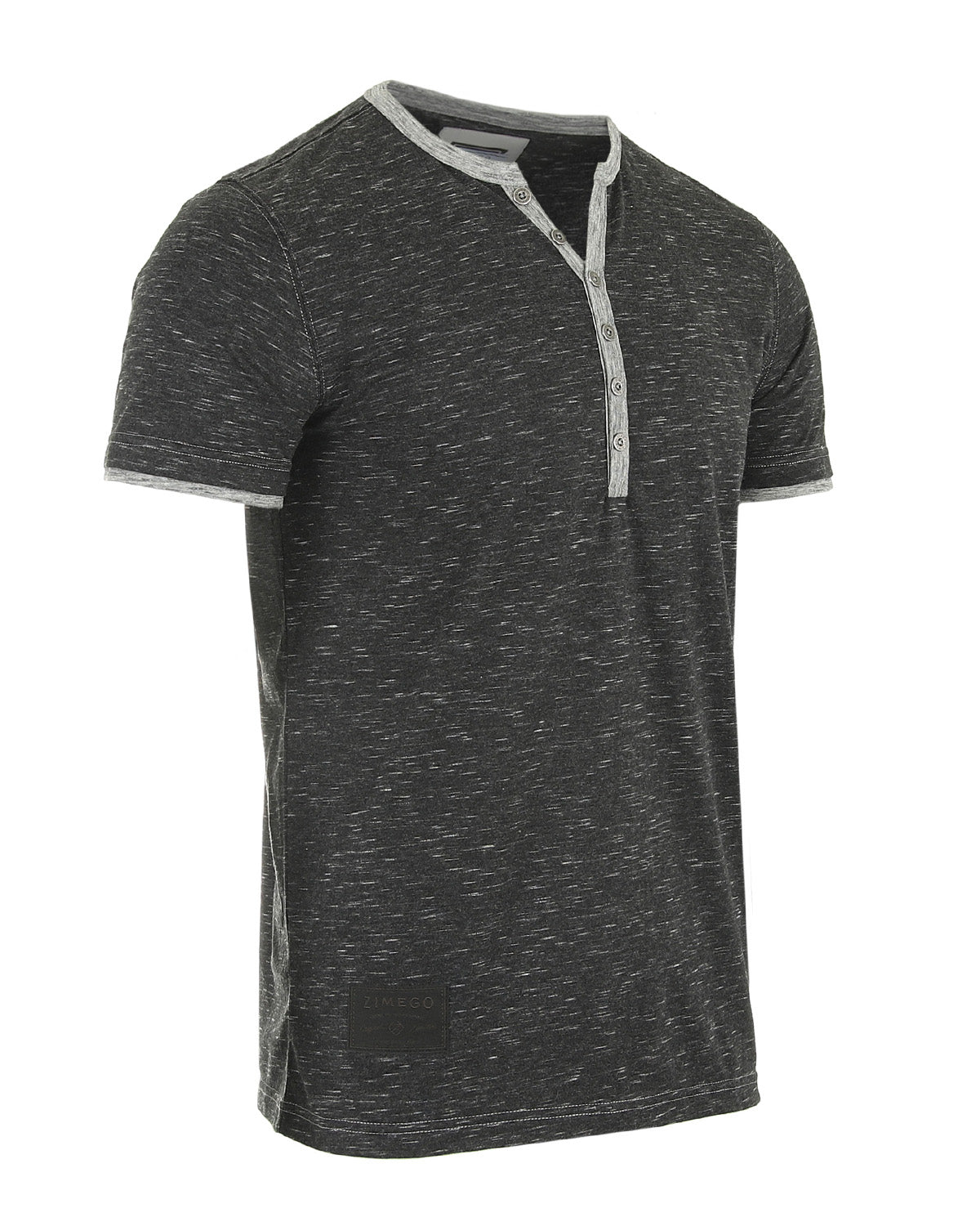 ZIMEGO T-shirts Henley pour hommes – Manches courtes Col contrasté