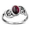 Om Garnet Stone Sterling Silver Ring