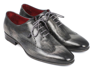 Paul Parkman Wintip Oxfords Cuir de veau peint à la main gris et noir (ID#741-GRY)