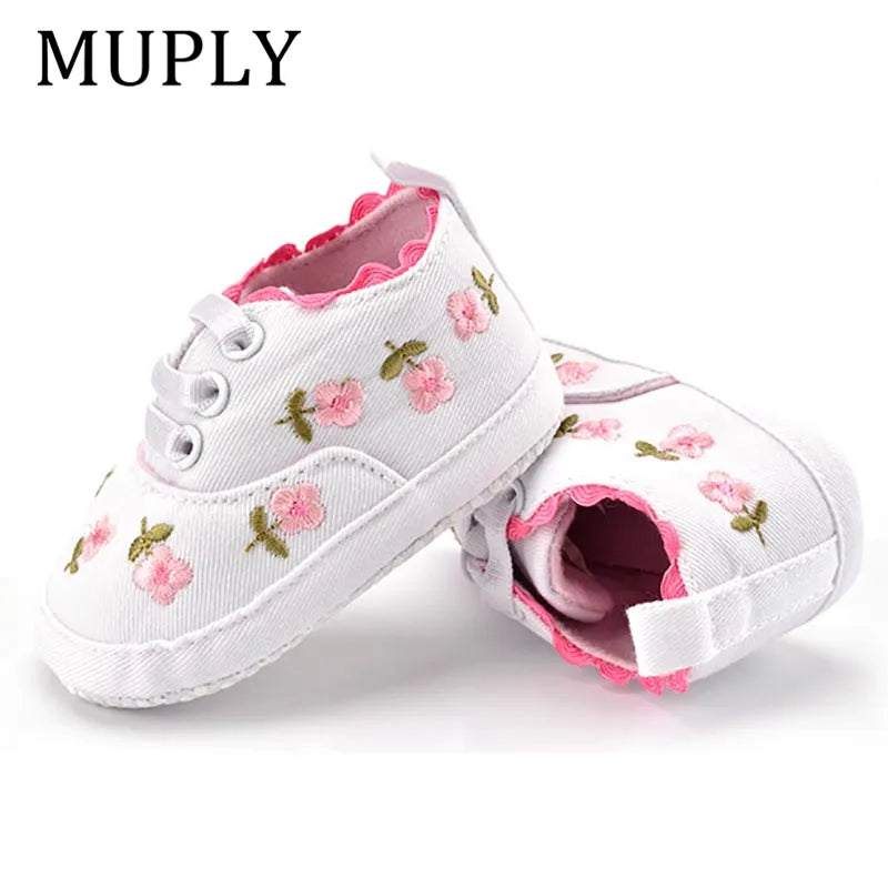 Chaussures Bébé Fille Dentelle Florale Brodée