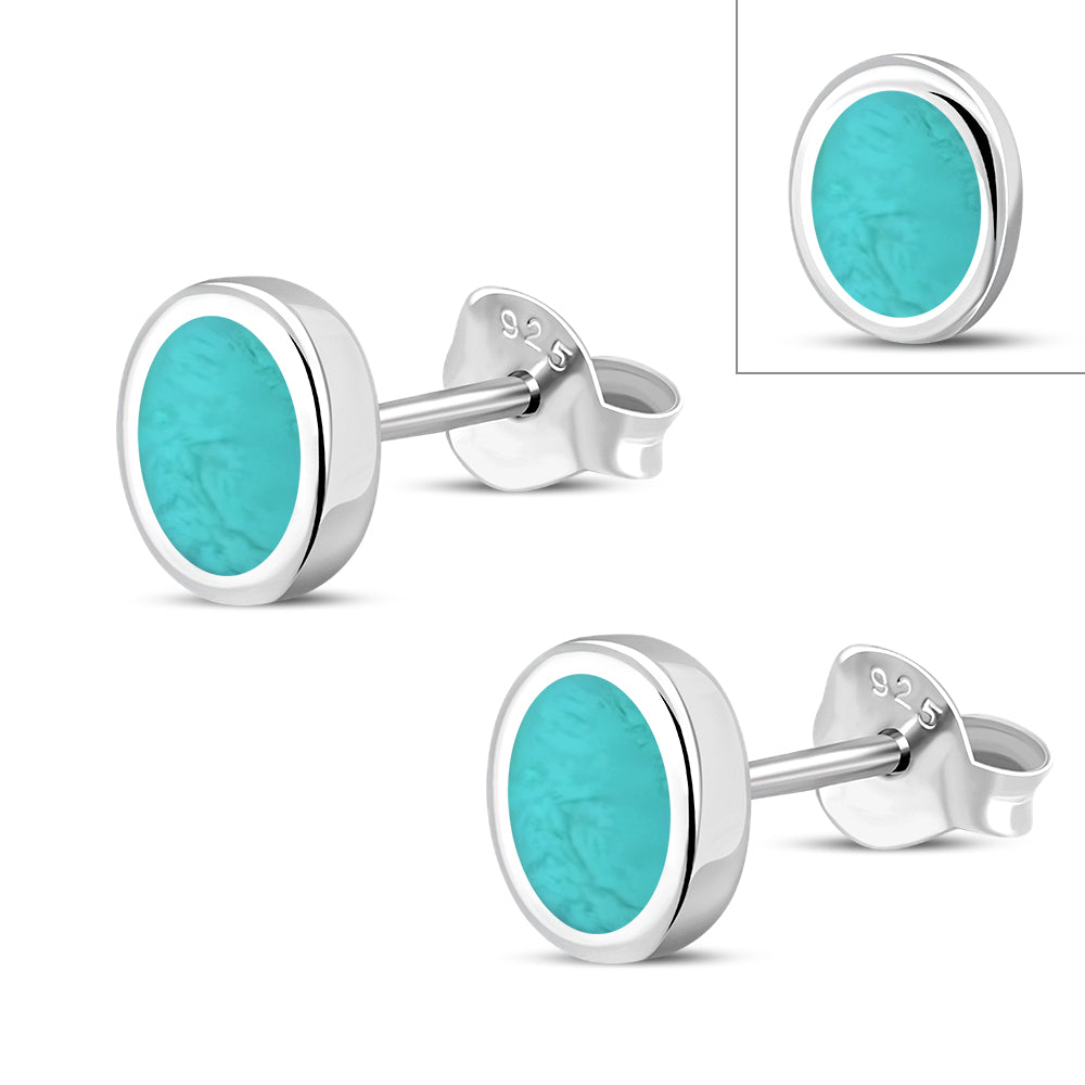 Boucles d'oreilles ovales turquoise en argent sterling