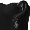 Boucle d'oreille Hamsa en filigrane avec CZ bleu