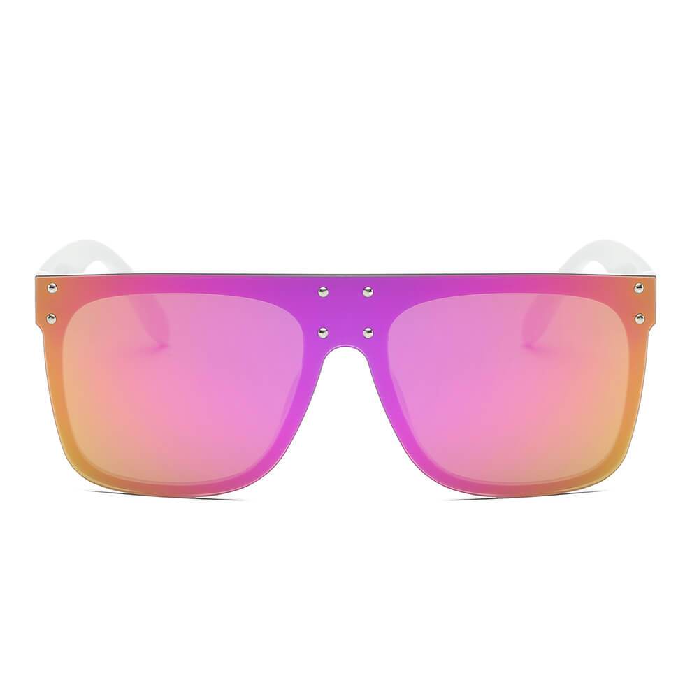 AKRON | Flat Top Oversize Mirrored Square Sunglasses Circle