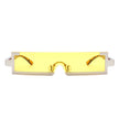 Kelestra - Retro Rectangular Narrow Semi Rimless Vintage Slim Fashion Sunglasses