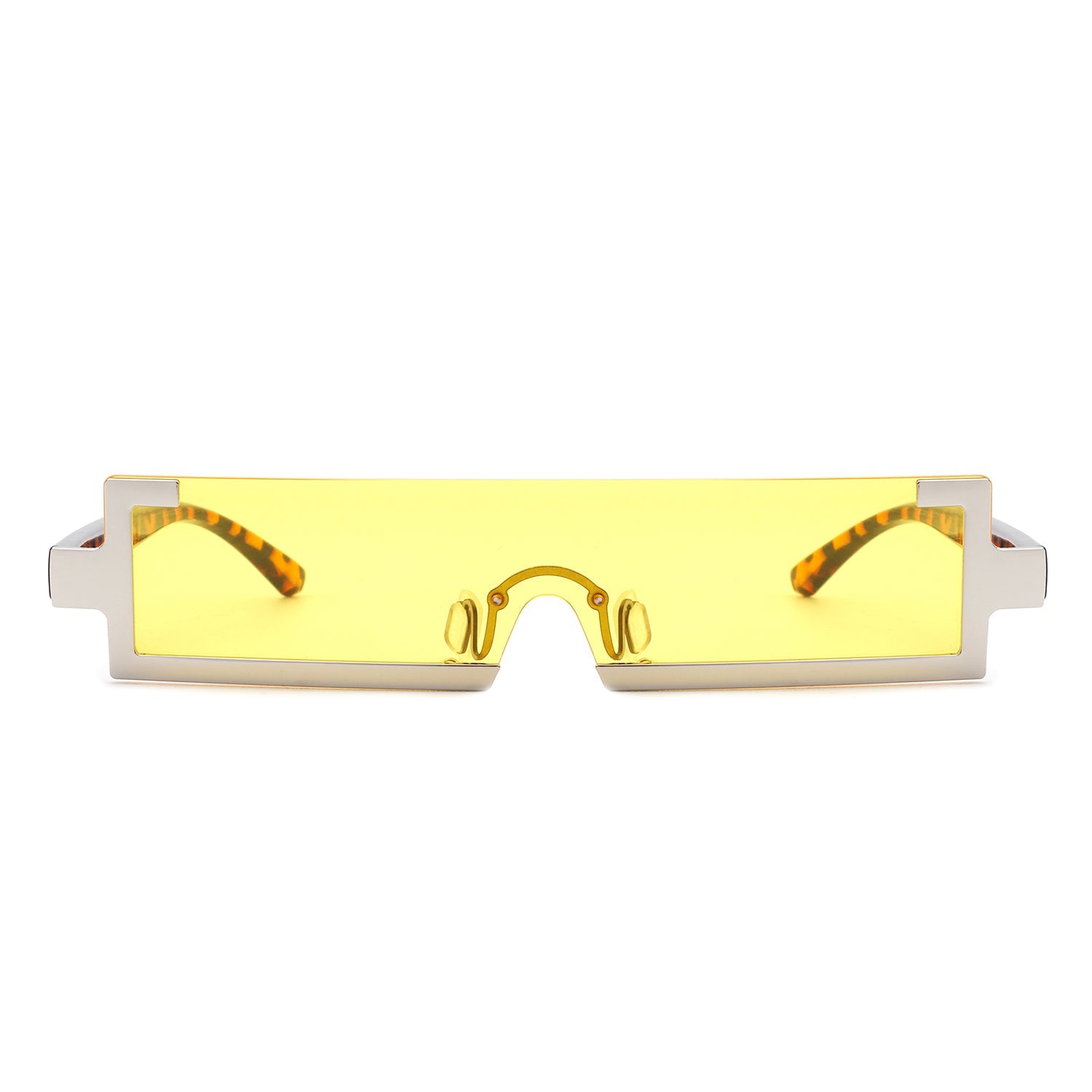 Kelestra - Retro Rectangular Narrow Semi Rimless Vintage Slim Fashion Sunglasses