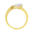 Bague de cocktail en forme de feuille de diamant ronde et taille baguette en or jaune 10 carats 3/8 carat