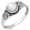 Bague en argent sterling spirale pierre de lune arc-en-ciel