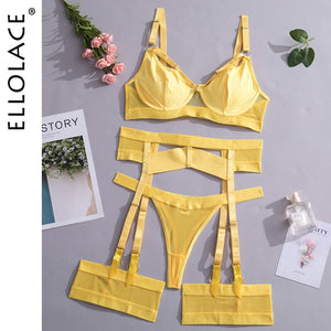 3 Piece Hollow Out Feminine Underwear Ellolace