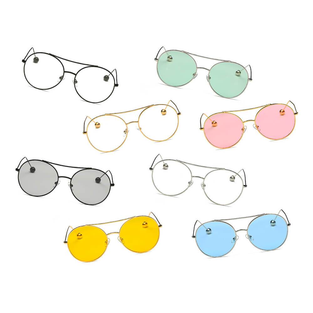 EUREKA | Unisex Round Tinted Lens Aviator Clear Glasses Balled Sunglasses