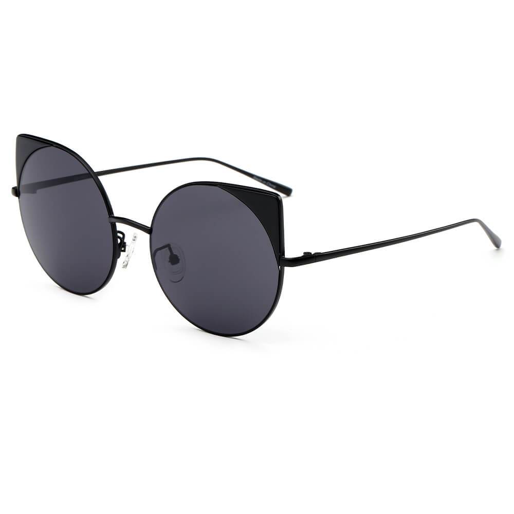 Dublin- Women Mirrored Lens Round Cat Eye Sunglasses