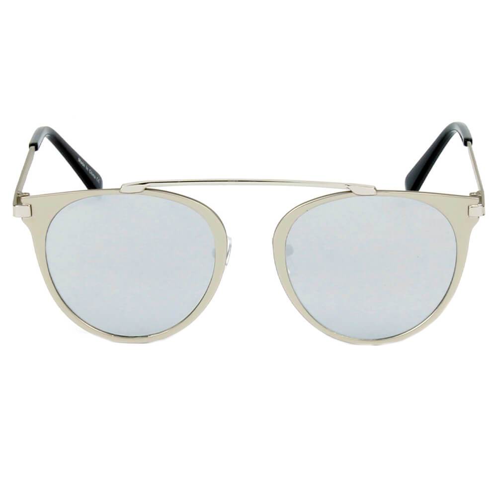 FRISCO | Modern Horn Rimmed Metal Frame Round Sunglasses