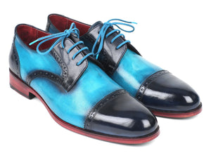 Paul Parkman Chaussures Derby bicolores à bout renforcé Bleu et turquoise (ID#046-TRQ)