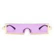 Kelestra - Retro Rectangular Narrow Semi Rimless Vintage Slim Fashion Sunglasses