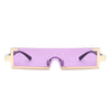 Kelestra - Retro Rectangular Narrow Semi Rimless Vintage Slim Fashion Sunglasses