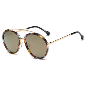 FARMINDALE | Polarized Circle Round Brow-Bar Fashion Sunglasses