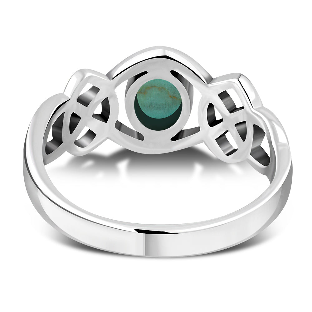 Bague en argent avec nœud celtique en pierre turquoise