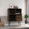 Bar Octupos, One Cabinet, Two Drawers - Mahogany / Black