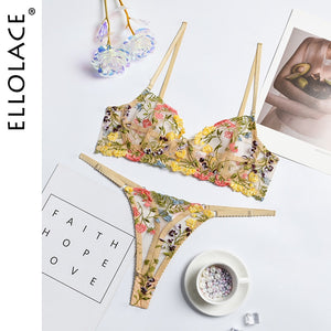 2 Pieces Transparent Embroidery Underwear Set Ellolace