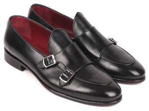 Paul Parkman Chaussures noires à double sangle pour hommes (ID#HT82BLK)