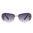 Oceandew - Retro Rimless Oval Tinted Fashion Round Sunglasses