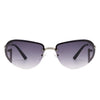 Oceandew - Retro Rimless Oval Tinted Fashion Round Sunglasses